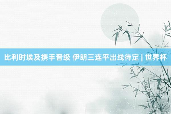 比利时埃及携手晋级 伊朗三连平出线待定 | 世界杯
