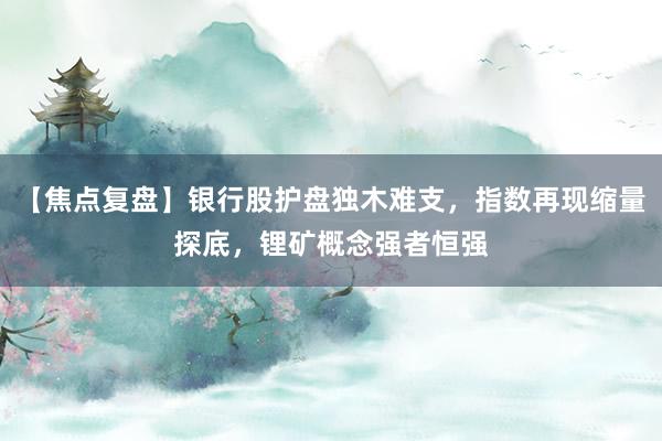 【焦点复盘】银行股护盘独木难支，指数再现缩量探底，锂矿概念强者恒强