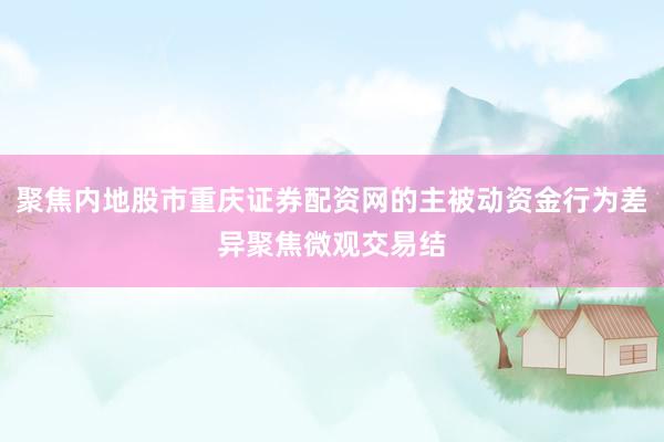 聚焦内地股市重庆证券配资网的主被动资金行为差异聚焦微观交易结
