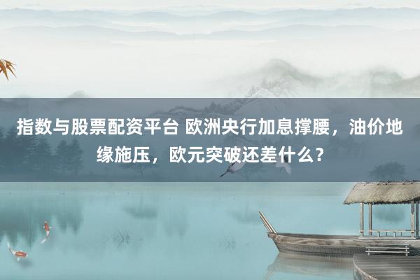 指数与股票配资平台 欧洲央行加息撑腰，油价地缘施压，欧元突破还差什么？