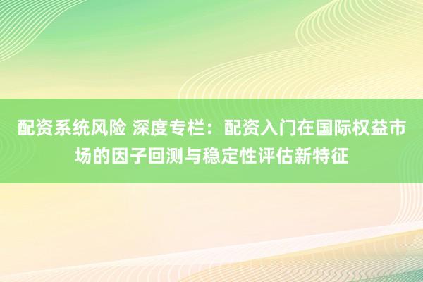 配资系统风险 深度专栏：配资入门在国际权益市场的因子回测与稳定性评估新特征