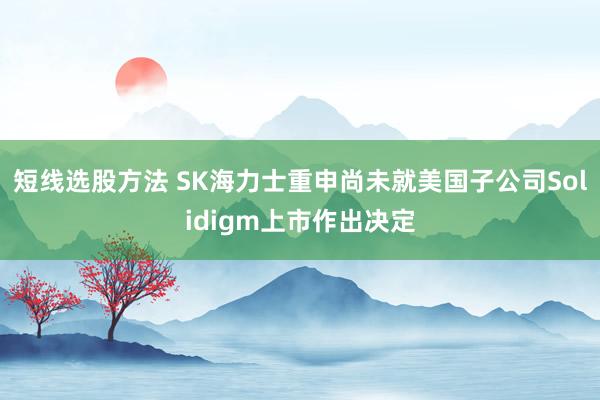 短线选股方法 SK海力士重申尚未就美国子公司Solidigm上市作出决定