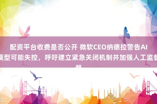 配资平台收费是否公开 微软CEO纳德拉警告AI模型可能失控，呼吁建立紧急关闭机制并加强人工监督